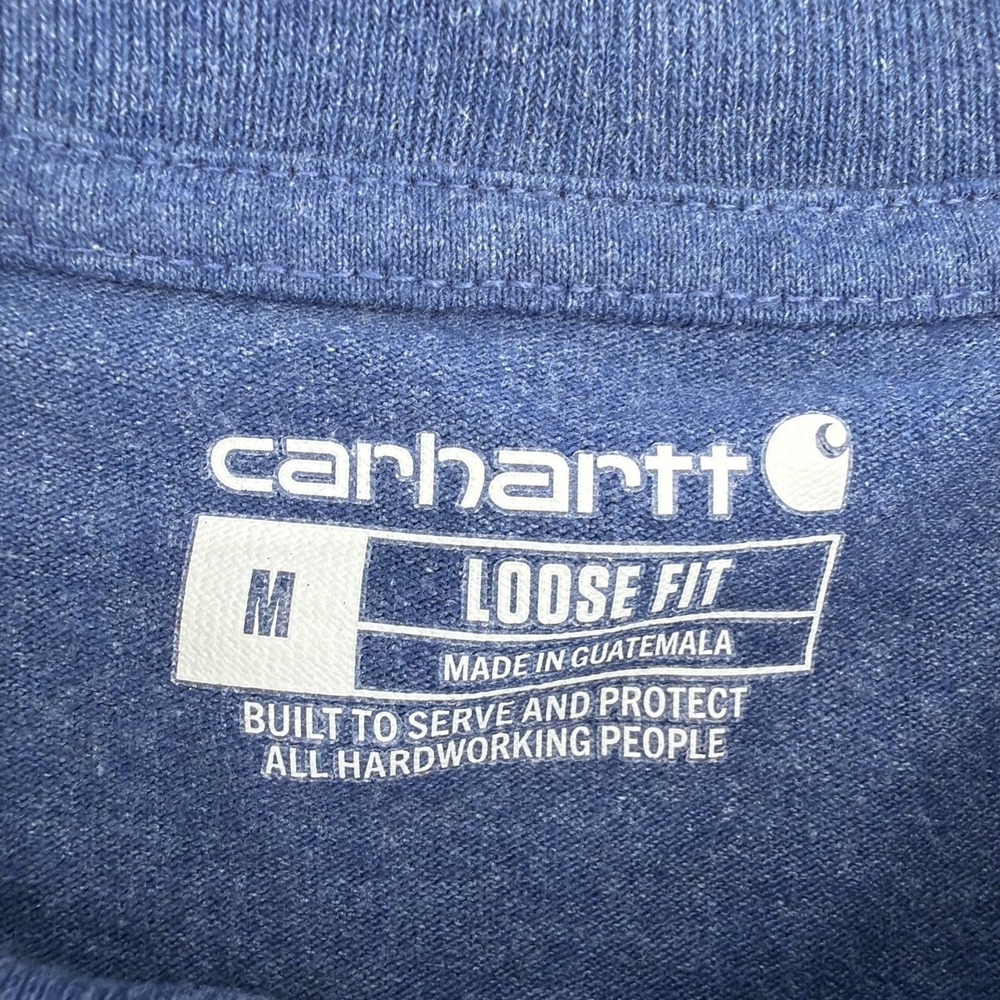 Carhartt Pocket T Shirt Mens Medium Blue Loose Fit Workwear Heavyweight - Picture 4 of 9